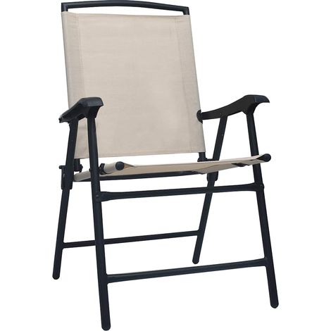 vidaXL Sillas plegables, 2 unidades, color crema Texilene (1/2)