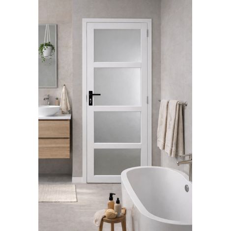 Blocco Porta Vetro Tana Bianco H204 x L73 Pannello Laterale Sinistro a Spinta + Maniglia