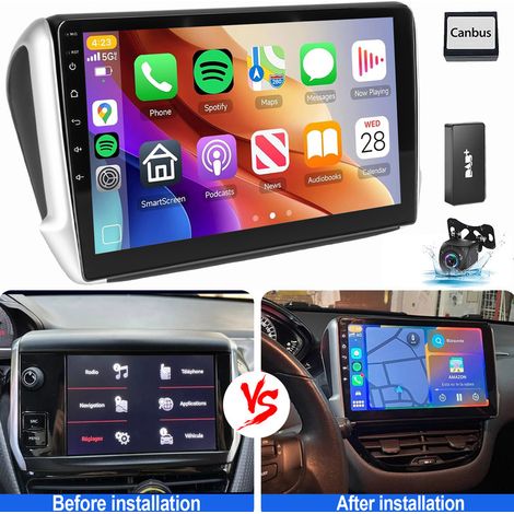 Pour Peugeot 2008/208 2013-2018 Carplay Android 15 Autoradio GPS WiFi BT 4+64G DAB CAM