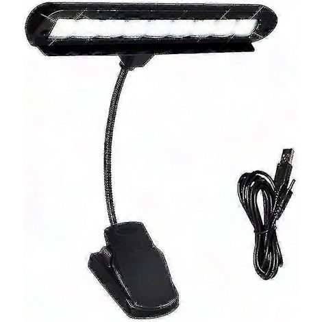 Lampadaire de pupitre musical avec 9 LED, flexible et réglable, pour piano et orchestre, noir, alimentation par câble (sans piles), support de partition inclus. (1/3)