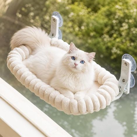 Folding Cat Hammock with Window, Reversible Support 18 kg, White 54 x 30 cm (1/5)