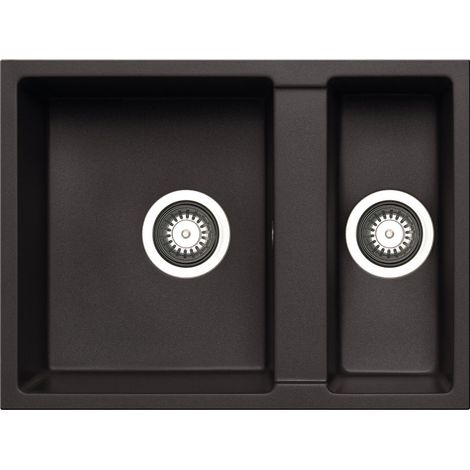 Prima+ Granite 1.5 Bowl Undermount Kitchen Sink 590mm L x 440mm W - Black (1/2)