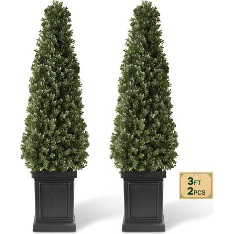 Buis Artificiel 1000 mm 2 Pcs Arbres Topiaires Artificiels avec Pots (1/5)