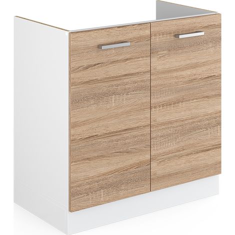 Meuble bas sous-évier R-Line, Sonoma, 80 cm sans plan de travail, Vicco