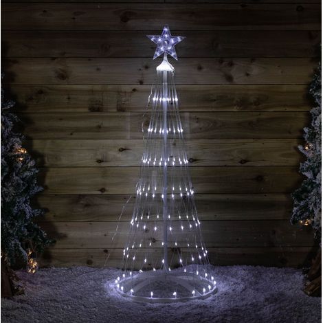 1.35m Light up Christmas Cone Tree with 160 White LEDs and Timer Function (1/5)
