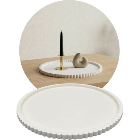 Vassoio decorativo rotondo bianco, portacandele, vassoio portagioie, 20 cm (1/5)