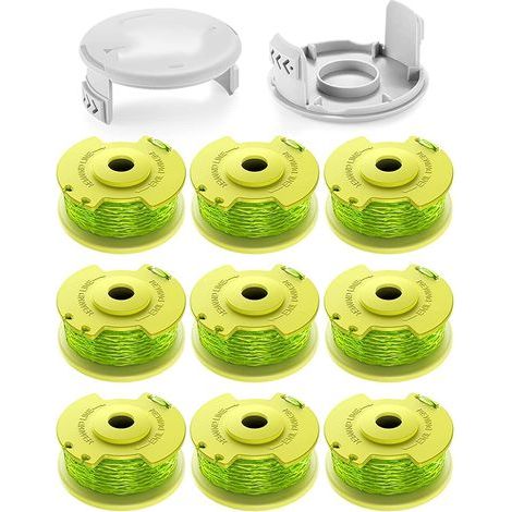 Convient aux accessoires de tondeuse à gazon RYOBI, tête de coupe d'herbe AC80RL3/AC14HCA, corde de coupe d'herbe(9 Bobine,2 Couvercle) (1/5)