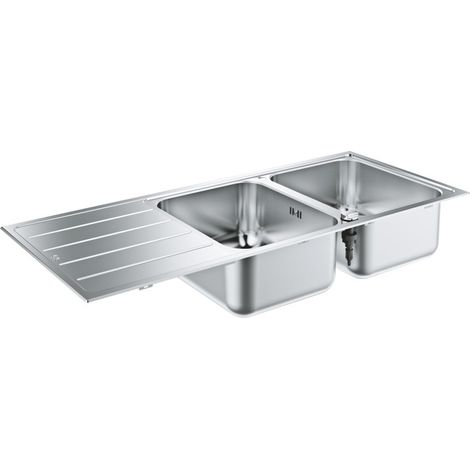 Grohe – Évier 2 bacs inox AISI 304 1160x500 mm – Garniture de vidage automatique – Montage encastré – 31588SD1 (1/6)