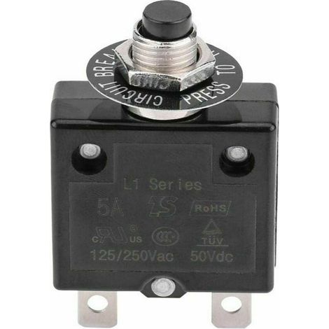 Leistungsschalter 5 A 8 A 10 A 15 A 18 A 20 A 30 A Optionaler Thermoschalter mit Reset, 125–250 V AC, 50 V DC, Überlastschutz, Druckknopf-Leistungsschalter (15 Ampere) (1/4)
