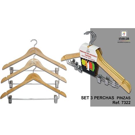 GRUCCIA LEGNO RETTA C/PINZA SET-3
