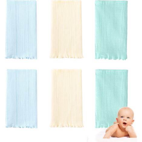 6 pièces tour de ventre bébé, coton pur, 24 x 17 cm, pour nourrissons 0-4 ans (1/5)