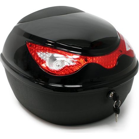 Wiltec Top Case Moto 22L Noir mat Coffret Valise Boîte Transport Porte-bagage Espace rangement Deux-roues Bande réfléchissante Sécurité routière Scooter Quad Roller (1/5)