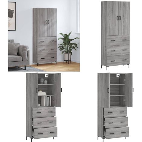 Highboard Grau Sonoma 69,5x34x180 cm Holzwerkstoff - Schrank - Holzwerkstoff (1/5)