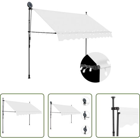 Handbetriebene Markise -  Einziehbare Markise Handbetrieben mit LED 300 cm Creme (1/5)