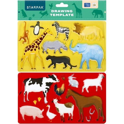 Modelli di disegno in plastica - animali, 2 pezzi