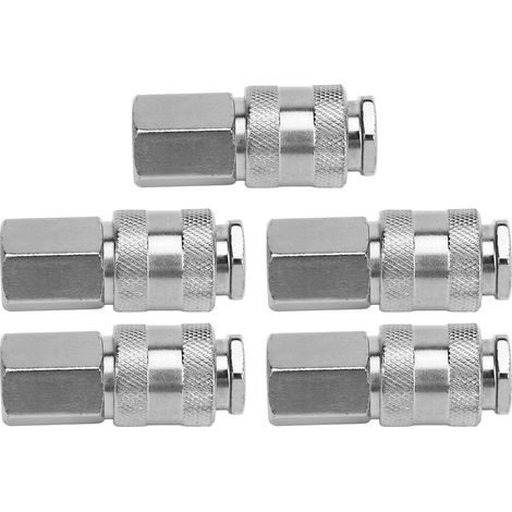 Raccord rapide femelle 1/4 NPT pour outil pneumatique, 5 pièces, anti-fuite durable, filetage femelle longue durée, pour voiture (1/5)