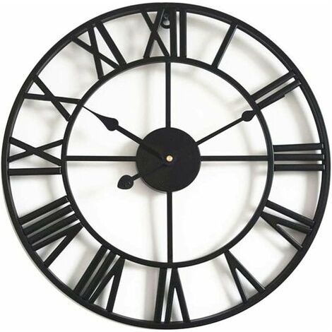 Horloge Murale Vintage 40 Cm Sans Tic-Tac - En Métal avec Chiffres Romains - Décoration Intérieure Salon Cuisine Café Hôtel Bureau (1/5)