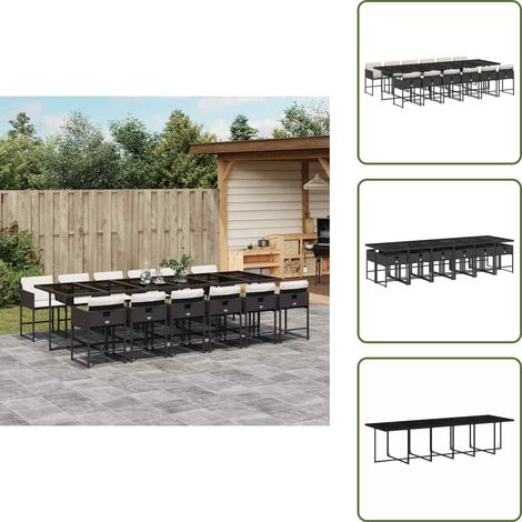 Cuscini da giardino - vidaXL Set da Pranzo da Giardino 13pz con Cuscini Nero in Polyrattan - Rattan PE