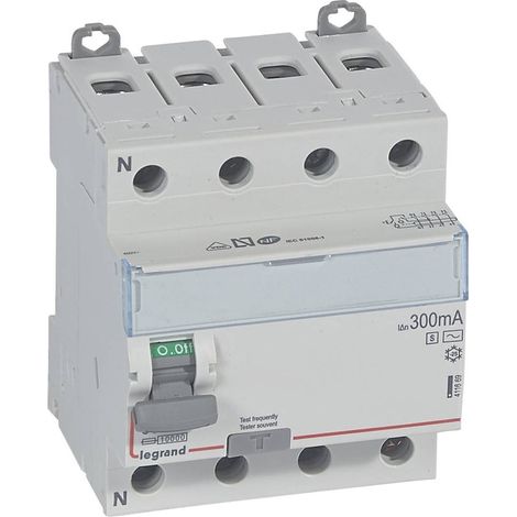 Interrupteur différentiel DX³-ID 4 Pôles 400V 63A type AC 300mA sélectif 4 modules LEGRAND 411669 (1/2)