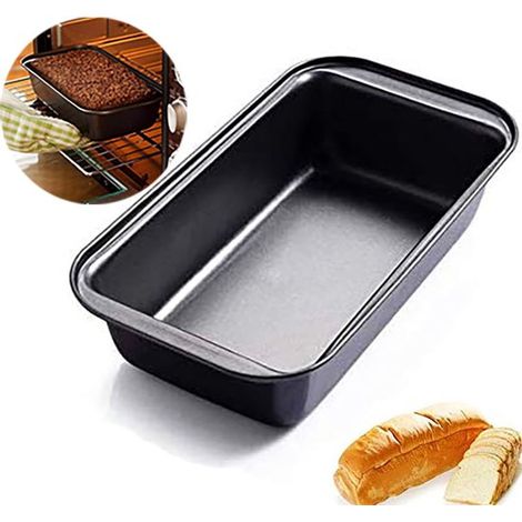 Moule à cake rectangulaire antiadhésif 25 cm en acier, résistant et compatible four, moule à pâtisserie avec revêtement antiadhésif, 1 pièce, noir (1/5)