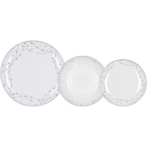 Servizio di Piatti da Tavola in Porcellana Madison SilverLight 18 Pezzi (1/4)