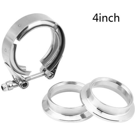 QORVA- Kit de bride de serre de 4 pouces en V pour turbo en acier inoxydable d'échappement en acier inoxydable (1/4)