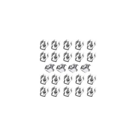24 Pièces Pince Câble Métallique,Serre-Câble M3,Clips de Câble en Acier Inoxydable Pour Câble D’Acier 3mm,Simplex Clips Pour Les Chantiers de Construction et Les Navires (1/4)