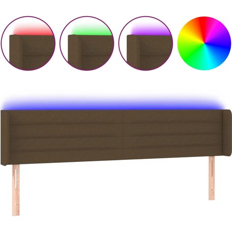 Maison Exclusive - Cabecero con LED de tela marrón oscuro 183x16x (1/5)
