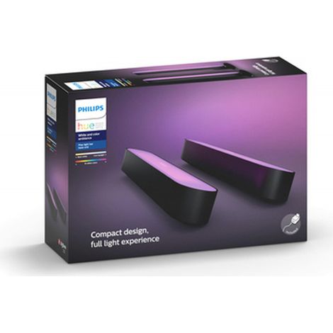 Kit de jeu d'initiation Philips Hue – 2 barres lumineuses LED noires – 16 millions de couleurs – Installation facile derrière écran (1/10)