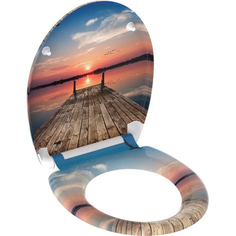 Asiento de inodoro cierre suave liberación rápida SUNSET SKY SCHÜTTE (1/5)