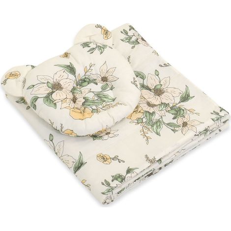 Edredón de osito de peluche y almohada contorneada - Conjunto de 2 piezas - Clematis en beige (1/3)