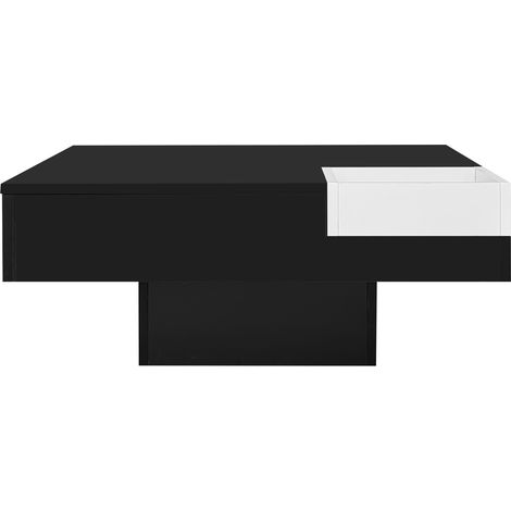 Tavolino da salotto 72 x 72 x 30 cm bianco e nero con contenitore estraibile e LED HOMVRA (1/5)