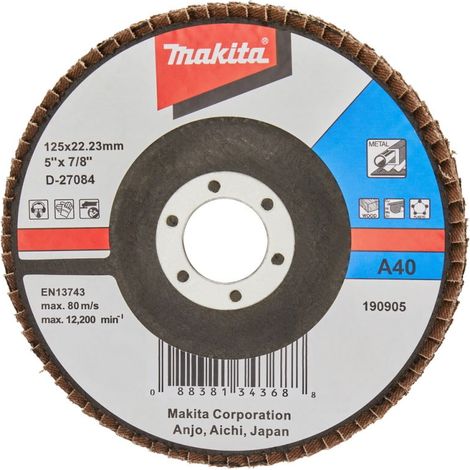 MAKITA D-27084 DISCO DE LÁMINAS DE ÓXIDO DE ALUMINIO 125MM G40
