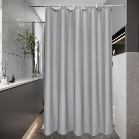 Waterproof Shower Curtain, Grey Fabric Shower Curtain 150x200cm, Waterproof and Mildew Resistant Washable Shower Curtain with 12 Loops MUMU (1/4)