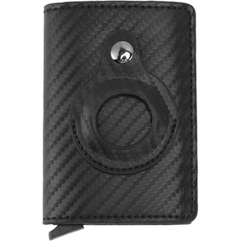 Porte-cartes de crédit en fibre de carbone noir, étui à cartes bancaires, clip à billets avec fente pour localisateur IOS (1/5)