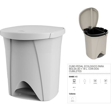 plastiken cubo pedal nature 30l+18l blanco cubiletes 6448c-bla