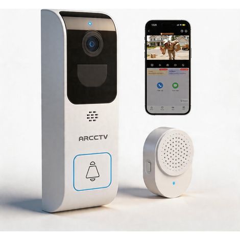 Sonnette vidéo sans fil-Caméra 4MP avec batterie intégrée-WiFi 2,4/5 GHz-Détection humaine-Audio Bidirectionnel-Installation Facile