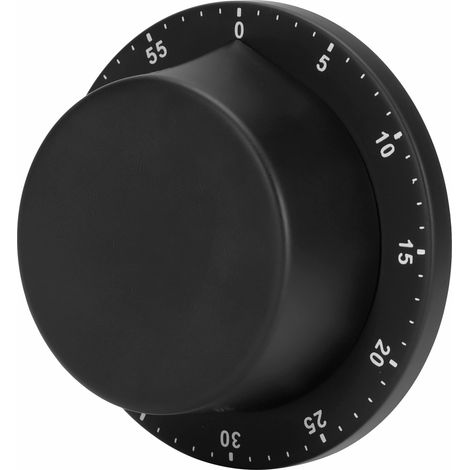 Minuteur de cuisine mécanique noir en acier inoxydable avec aimant, idéal pour apprendre à pâtisser. (1/5)