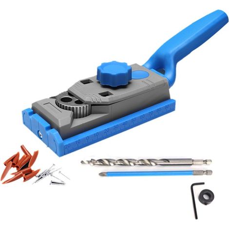 Kit gabarit trou incliné rapide – Poinçon avec échelle – Menuiserie pro et maison – Guide cheville (1/5)