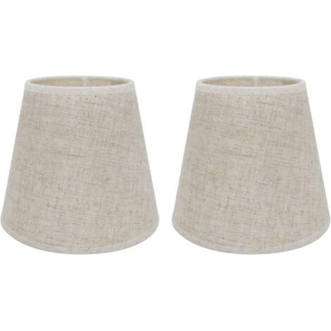QORVA-Lot de 2 Abat-jours E27 pour Lampe de Table Applique Murale,Lustre,Abat-jour en Cristal,10 cm (Haut) x 14 cm (Hauteur) x 16 cm (Bas),Linen