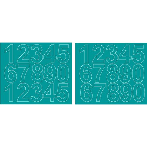 Pegatinas autoadhesivas con números de 6 cm, color turquesa brillante. (1/2)