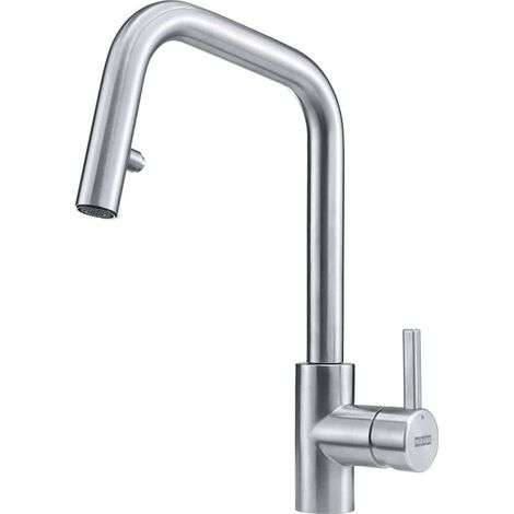 Franke – Mitigeur de cuisine à douchette extractible – Acier inoxydable – Rotation 180° – Débit 8,5 l/min – Installation facile avec tuyaux fournis (1/4)