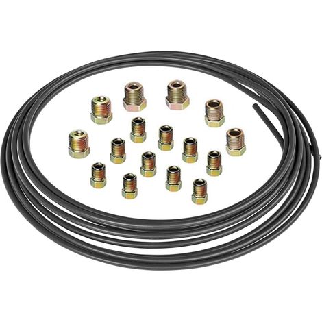 4,75mm Tuyau de Frein en Cuivre de Voiture 3/16" Tuyau de Frein Revêtement Kit Conduite de Frein Auto Tube Tuyau de Carburant Frein 7,62 Mètre 16 écrous (1/5)