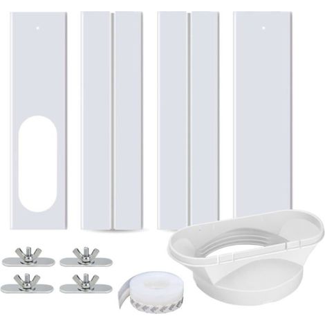 Ensemble de quatre pièces : joint d'étanchéité et déflecteur pour climatiseur portable, convient aux fenêtres de 16 à 140 cm de diamètre, 130 mm de large, plaque d'étanchéité, isolation thermique, arg (1/4)