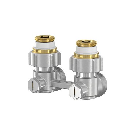 Simplex Zweirohr Hahnblock EXCLUSIV E1/50 3/4" Eurokonus x 1/2" AG selbstdichtend Eckform F10012 (1/3)