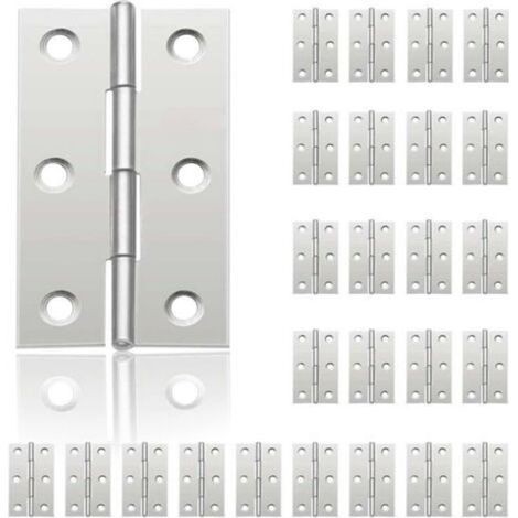 24Pcs Petit Charnières pour Portes, Charnière Inox, DIY Charnières de Portes pour Porte Placard Charnière Piano Boîtes à bijoux La Maison Meubles Matériel Armoire(44mm32mm),de DEBUNS