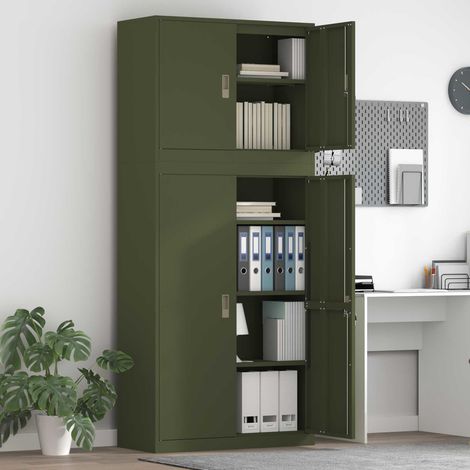 vidaXL Armadio 2 pz Verde Oliva 90 x 40 x 210 cm Acciaio Bloccabile (1/5)
