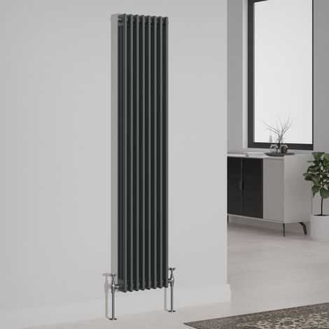 Traditional Cast Iron Style Radiator 1800x382mm Vertical 3 Column Anthracite (1/5)