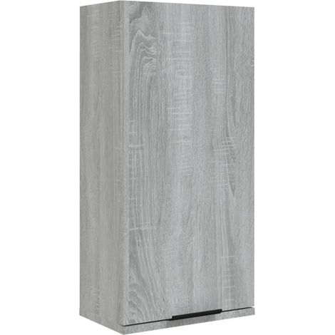 Armario de baño clásico de pared 32 x 20 x 67 cm gran capacidad de almacenamiento diseño limpio madera de ingeniería gris 020048298 (1/5)