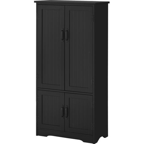 HOMCOM Küchenbuffet, moderner Mehrzweckschrank mit 2 Türen und 3 Einlegeböden, MDF-Spanplatte, Schwarz
